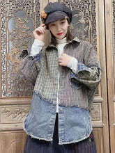 Denim Lapel Color Block Shirt